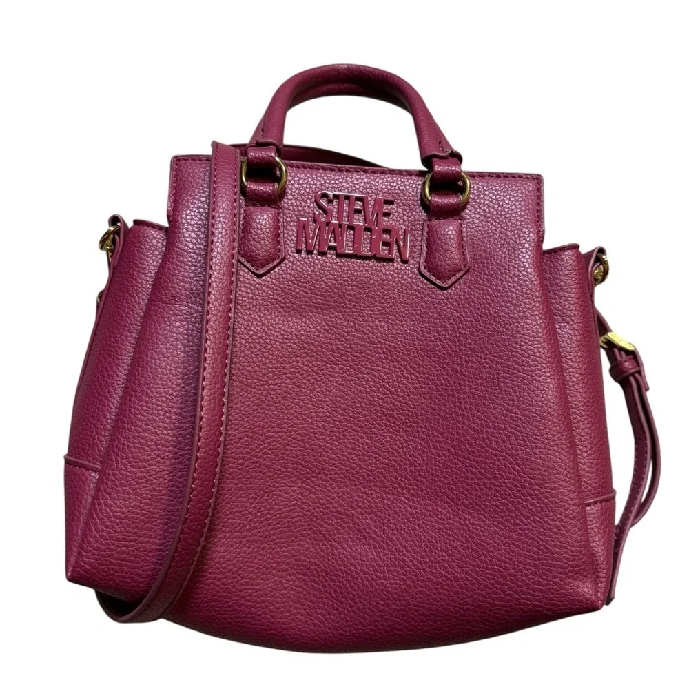 👜 Steve Madden Burgundy Tote Satchel Bag Crossbody Strap OS 👜